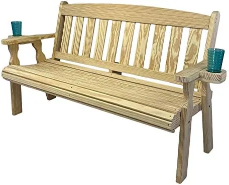 amish casual heavy duty 800 lb mission pressure treated garden bench with cupholders 5 foot unfinished